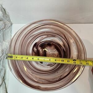 Large 14" Vintage Murano-Style Art Glass Centerpiece Bowl - Mocha Swirl